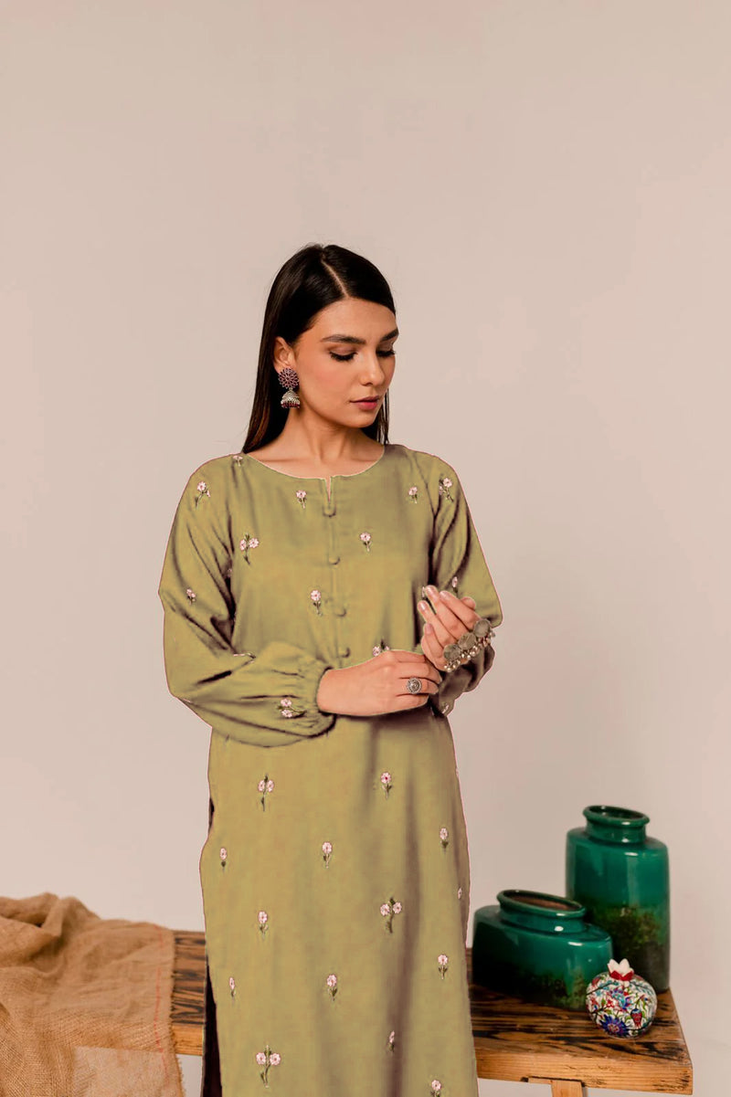 Gold Rose 2Pc Fully Embroidered Dress
