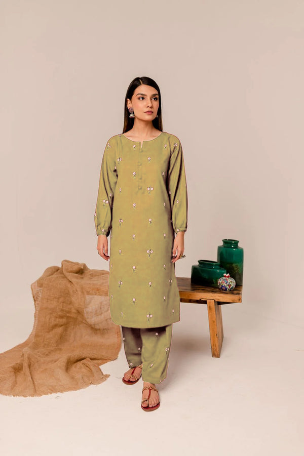 Gold Rose 2Pc Fully Embroidered Dress