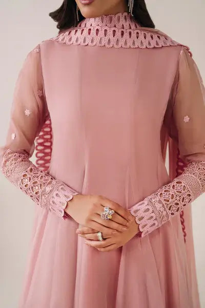 Model wearing Aiza 3PC embroidered luxury dress