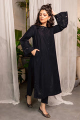 Black Afeefa 2‑Piece Embroidered Dress