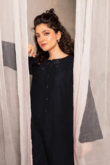 Black Afeefa 2‑Piece Embroidered Dress
