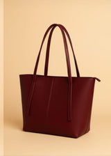 Classic Maroon Leather Tote Bag