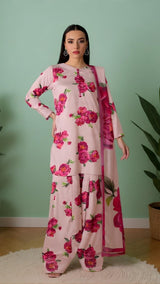 Pink floral printed kurta suit