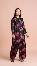 Back view of floral printed kurta