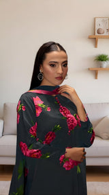 Back view of floral printed kurta