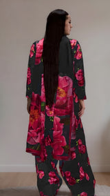 Back view of floral printed kurta