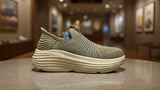 Gray knit slip-on shoes with thick max-cushion sole