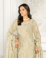 Noor 3PC Embroidered Krandi Dress – 3-piece suit with detailed embroidery on karandi fabric, matching dupatta and trousers.