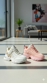 Kids white chunky sneakers front view