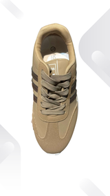 Kids Classic Stripe Sneakers – White, Black & Brown