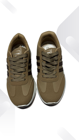 Kids Classic Stripe Sneakers – White, Black & Brown