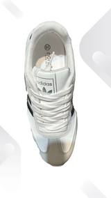 Kids Classic Stripe Sneakers – White, Black & Brown