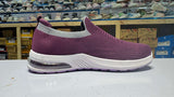 Maroon knit casual shoes women side view