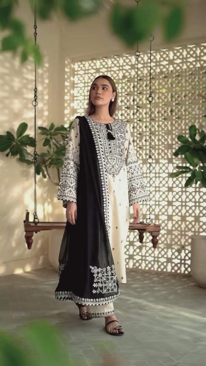 White Jewel 3Pc - Embroidered Lawn Dress